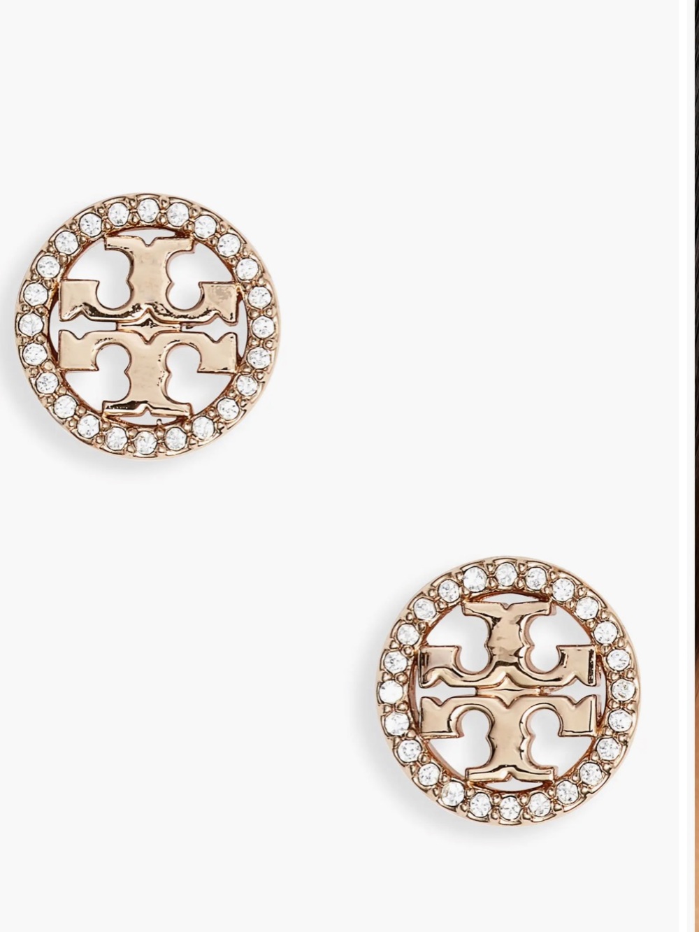 Tory Burch Icon Pavé Circle Stud Earrings